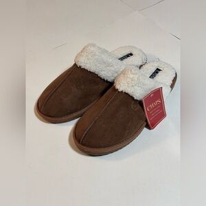 Chaps Suede Memory Foam Slippers
